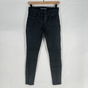 Express Jeans Ankle Leggings Womens 0 Black‎ Coated Denim Stretch Mid Rise